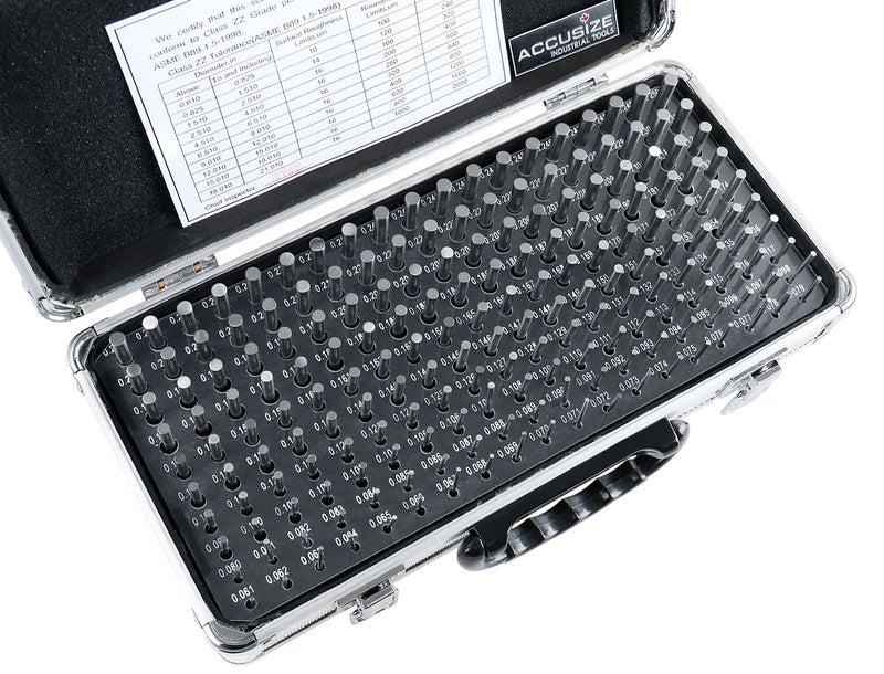 Accusize Industrial Tools أدوات أكسوسيز الصناعية - مجموعة قياس دبابيس دقيقة من 190 قطعة، من 0.061" إلى 0.250"، بطول 2"، معالجة حرارياً، 60-62 RC، مع علبة ألمنيوم، M1(-) A - Image 4